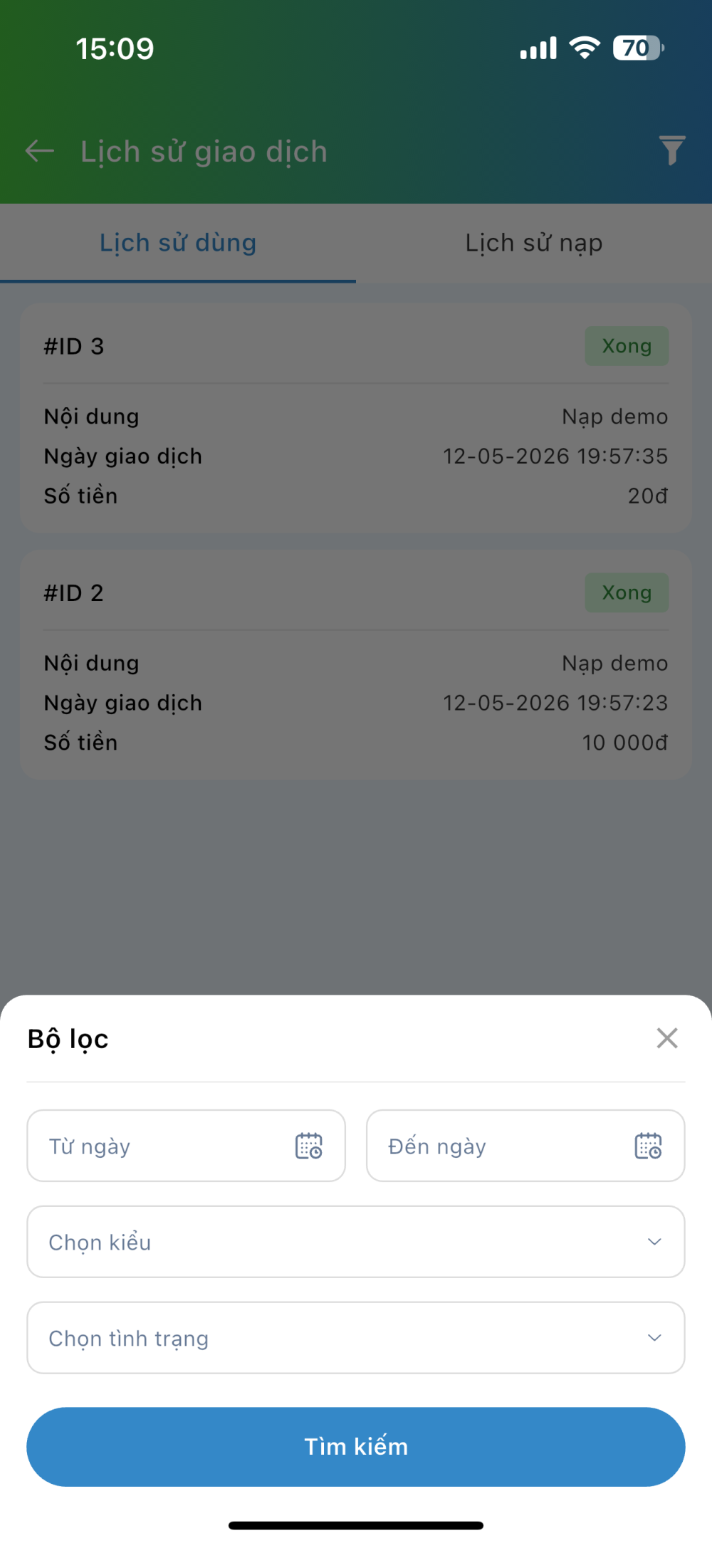 08 lich su giao dich va bo loc