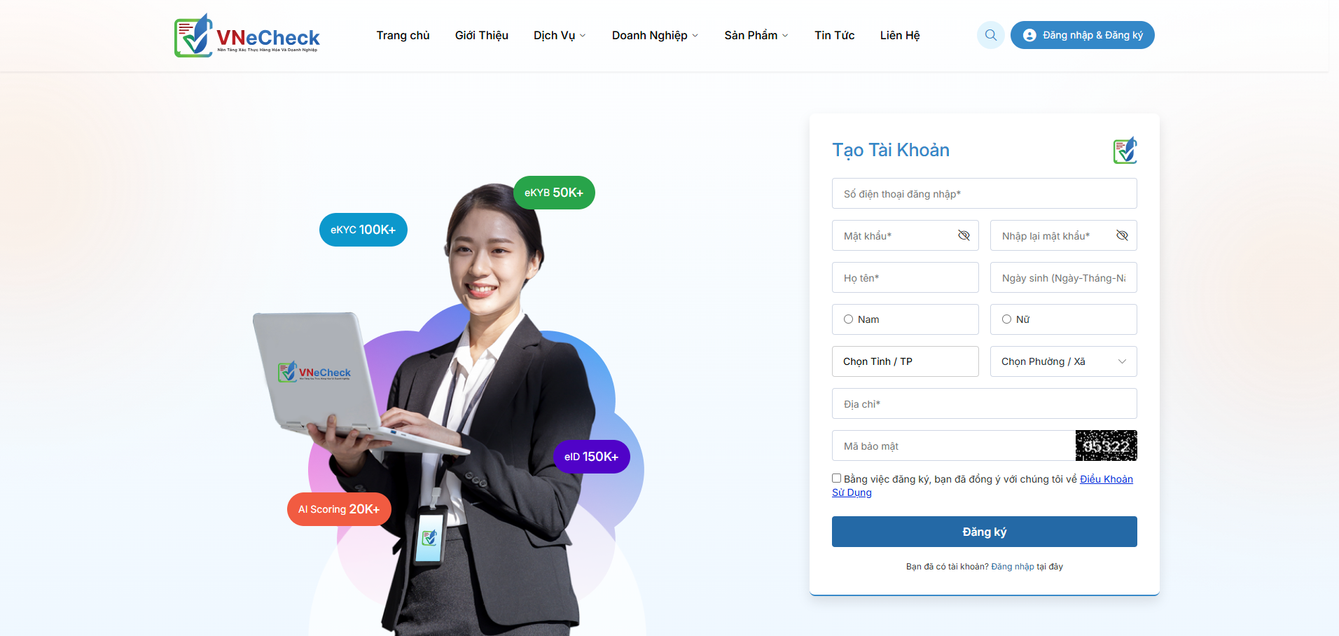 01 huong dan dang ky dang nhap vnecheck