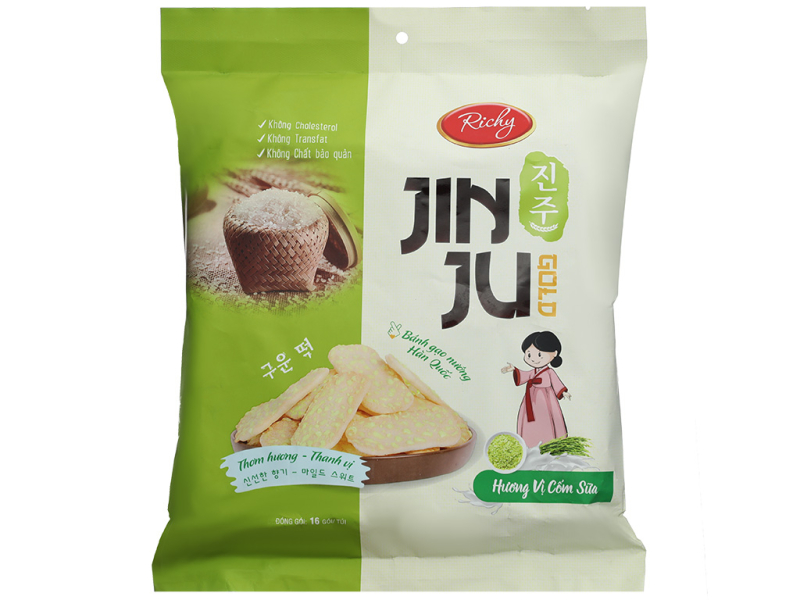 banh gao richy jinju gold huong vi com sua tui 145g