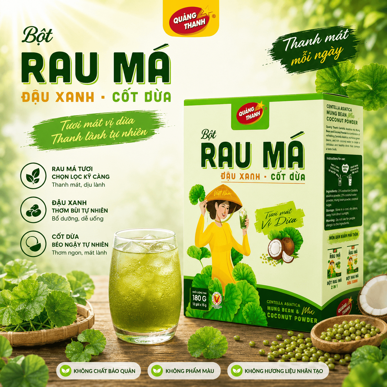 bot rau ma dau xanh cot dua