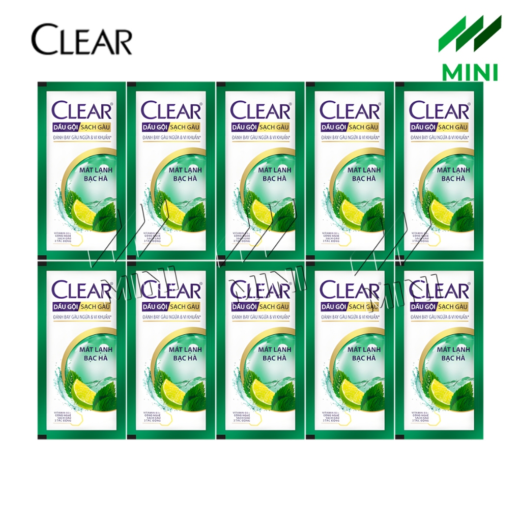 dau goi clear bac ha mat lanh sach gau 6g day 10 goi