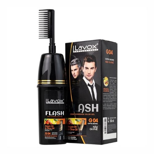 gel nhuom toc phu bac flash lavox g04 mau nau ca phe  150ml