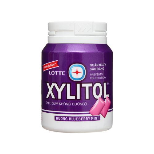 ke ?o gum khong duo ?ng lotte xylitol huong blueberry mint hu ? 55 1g