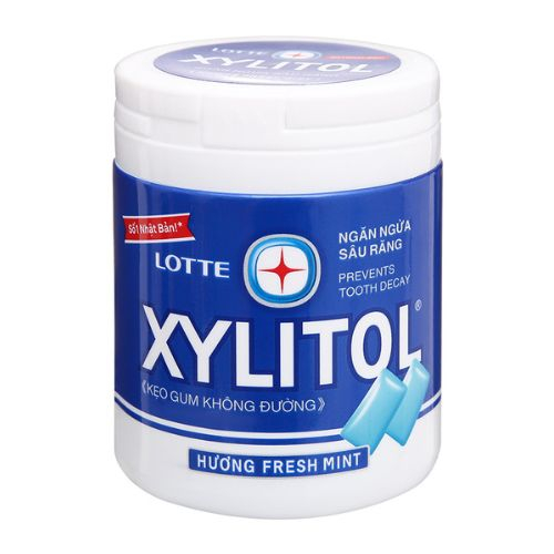ke ?o gum khong duo ?ng lotte xylitol huong fresh mint hu ? 130 5g