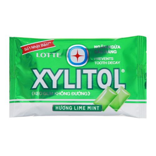 ke ?o gum khong duo ?ng lotte xylitol huong lime mint vi ? 11 6g