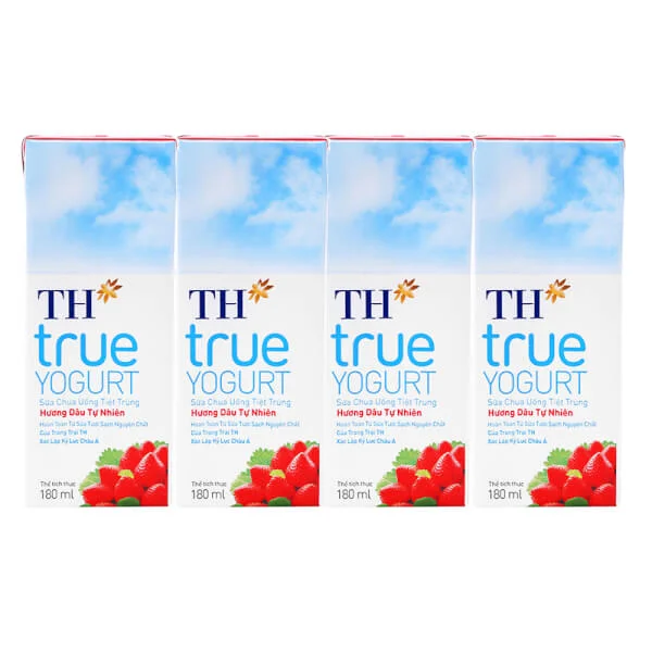 loc 4 hop sua chua uong tiet trung huong dau th true yogurt 180ml