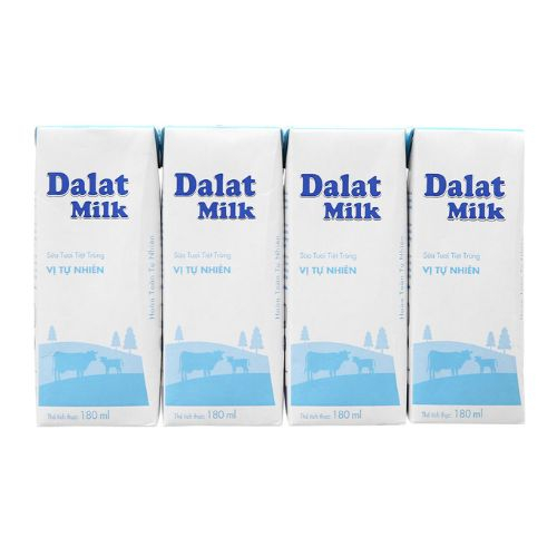 loc 4 hop sua tuoi tiet trung vi tu nhien dalat milk 180ml