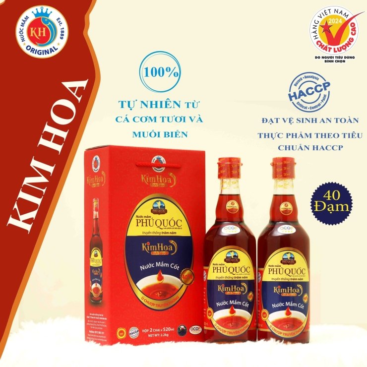 nuoc mam phu quoc kim hoa 40 do dam hop 2 chai 520ml