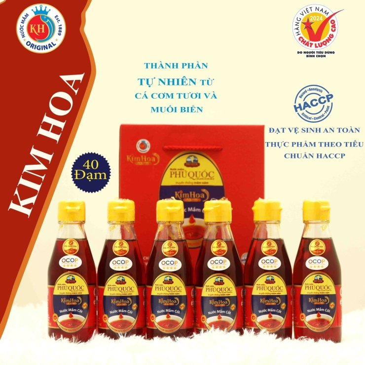 nuoc mam phu quoc kim hoa 40 do dam hop 6 chai 180ml