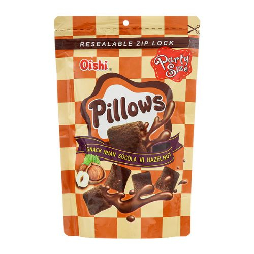 snack nhan socola vi hazelnut oishi pillows goi 85g