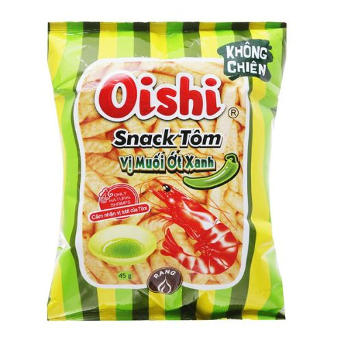 snack tom vi muoi ot xanh oishi goi 40g