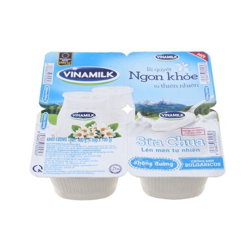 sua chua khong duong vinamilk  4 hop x 100g