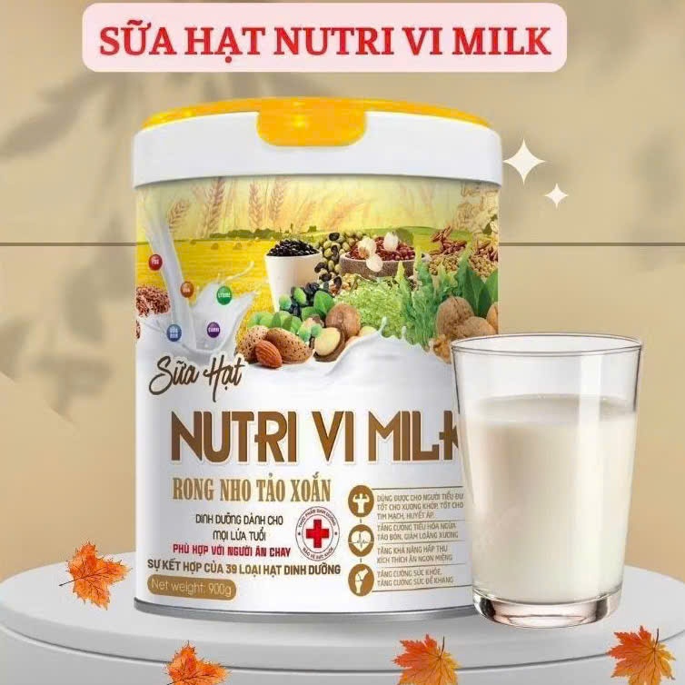 thuc pham bo sung sua hat nutri vi milk rong nho tao xoan 900g