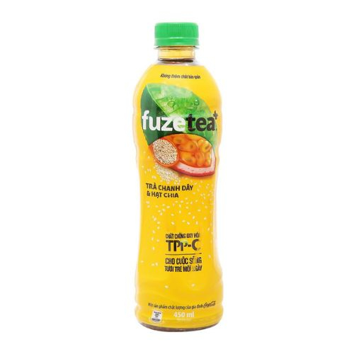 tra chanh day va hat chia fuzetea  chai 450ml