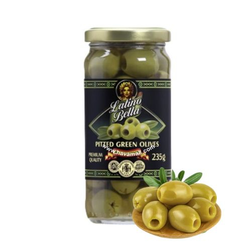 trai oliu xanh tach hat latino bella 235g  ?? green olives pitted